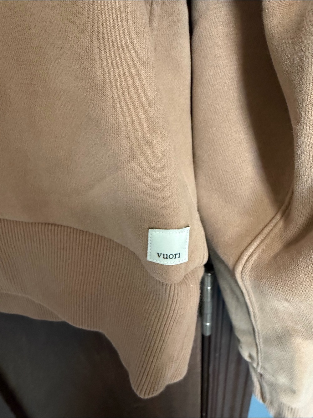 Women's Vuori Taupe Half-Zip Hooded Sweatshirt - S - Picture 3 of 5
